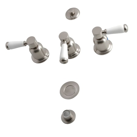 Kingston Brass Paris KB6328DPL 3-Handle Bidet Faucet, Brushed Nickel KB6328DPL